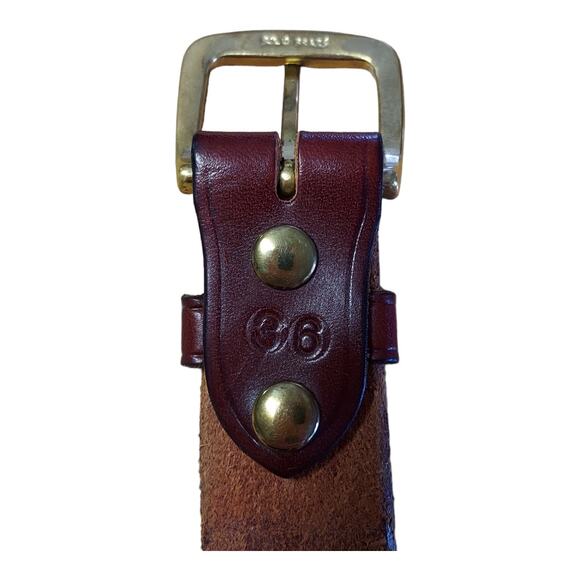 RARE Phillip Hawk Saddler Shoemaker Leather Brass Buckle Belt Hand Crafted 36 - Picture 2 of 4
